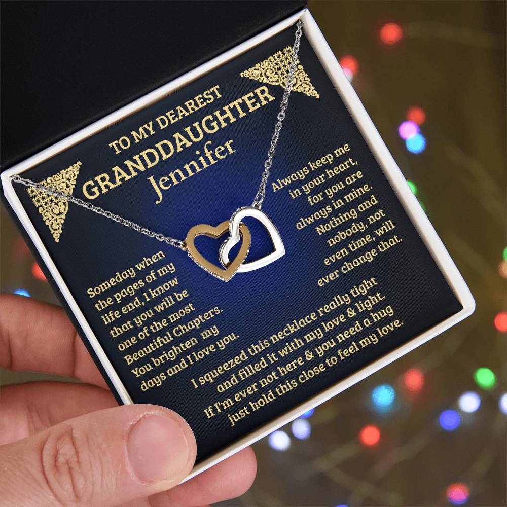 To My Granddaughter - Personalised Interlocking Hearts Necklace - Beautiful Chapters