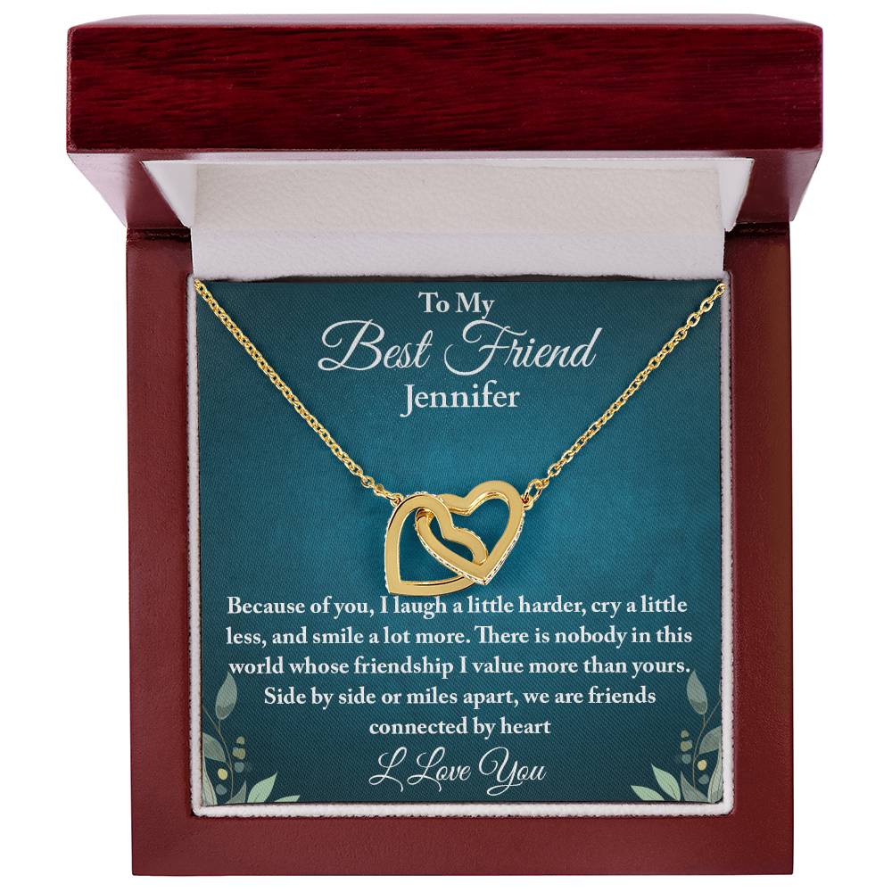 To My Best Friend | Connected By Heart | Interlocking Hearts Necklace