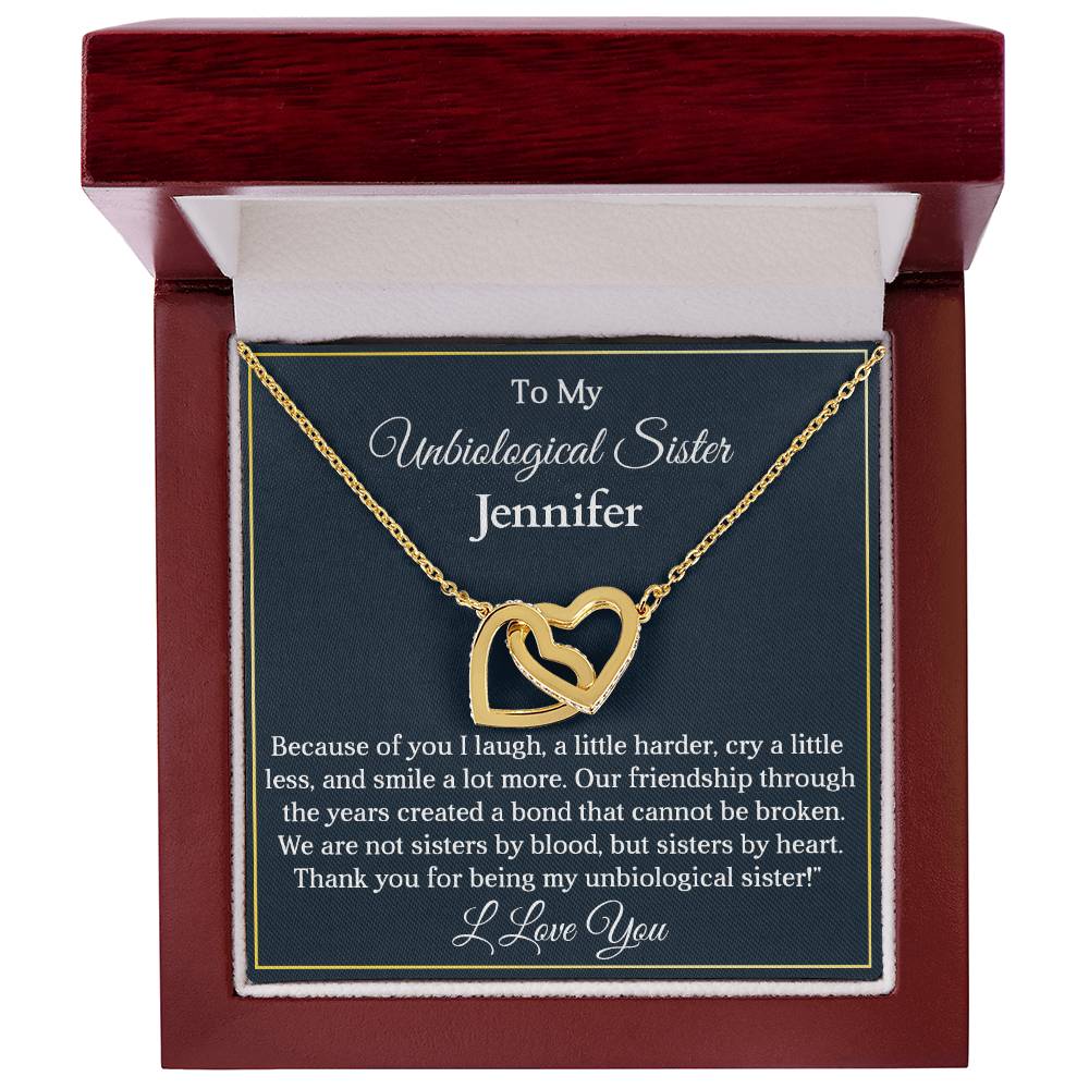To My Unbiological Sister | Created a Bond | Interlocking Hearts Necklace