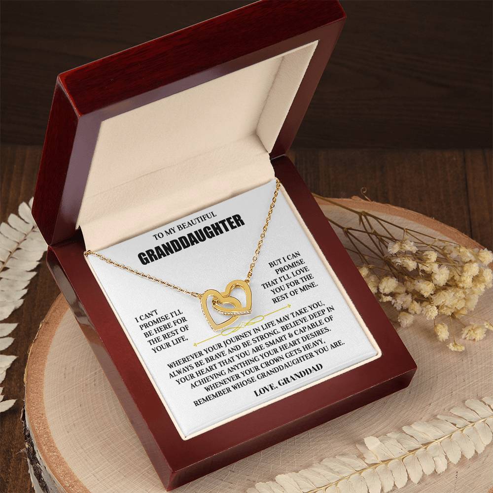 To My Granddaughter | Brave & Strong | Interlocking Hearts Necklace Gift