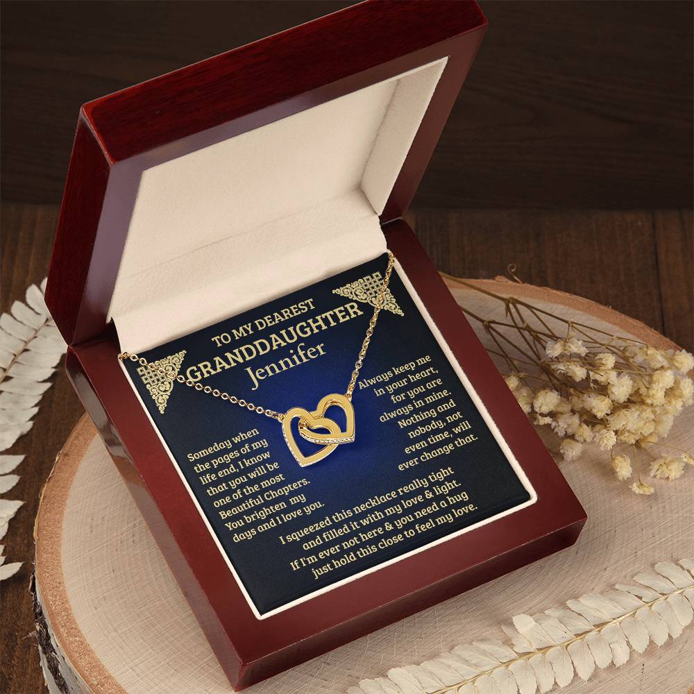 To My Granddaughter - Personalised Interlocking Hearts Necklace - Beautiful Chapters