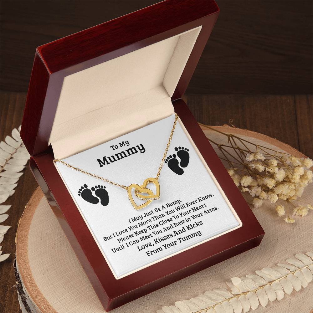 To My Mummy, From Baby In Your Tummy, Interlocking Hearts Necklace Gift