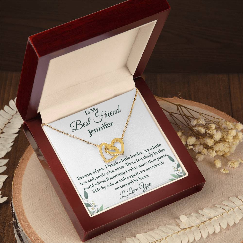 To My Best Friend | Because of You| Interlocking Hearts Necklace