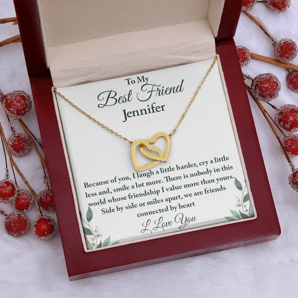 To My Best Friend | Because of You| Interlocking Hearts Necklace