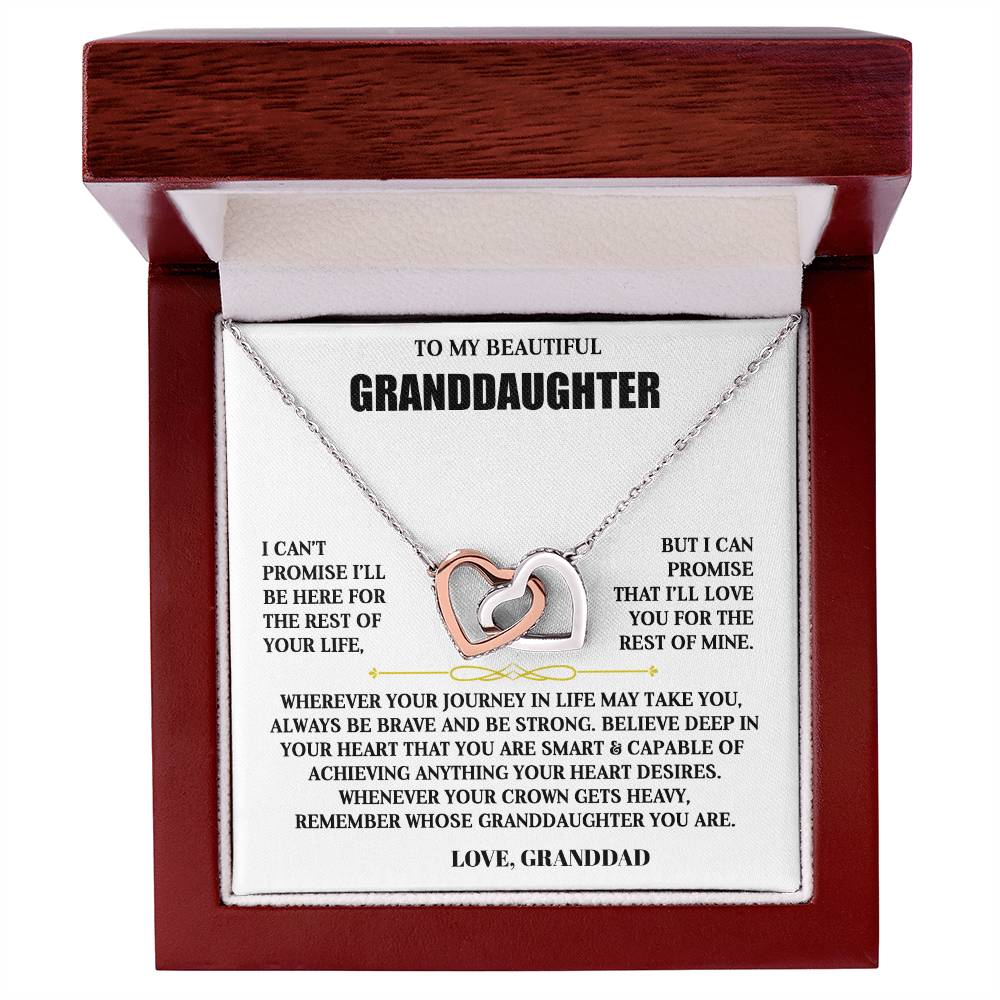 To My Granddaughter | Brave & Strong | Interlocking Hearts Necklace Gift