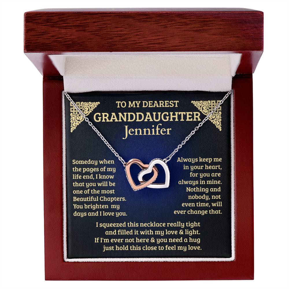 To My Granddaughter - Personalised Interlocking Hearts Necklace - Beautiful Chapters