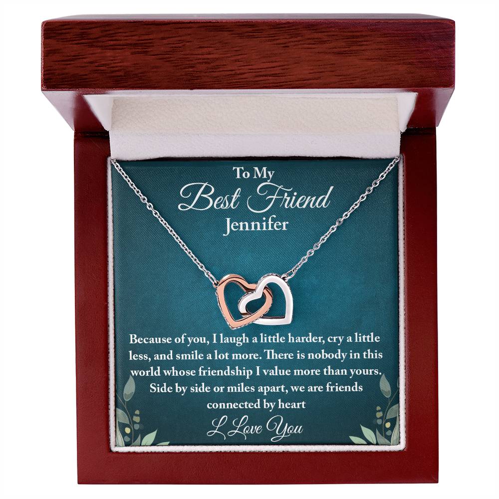 To My Best Friend | Connected By Heart | Interlocking Hearts Necklace