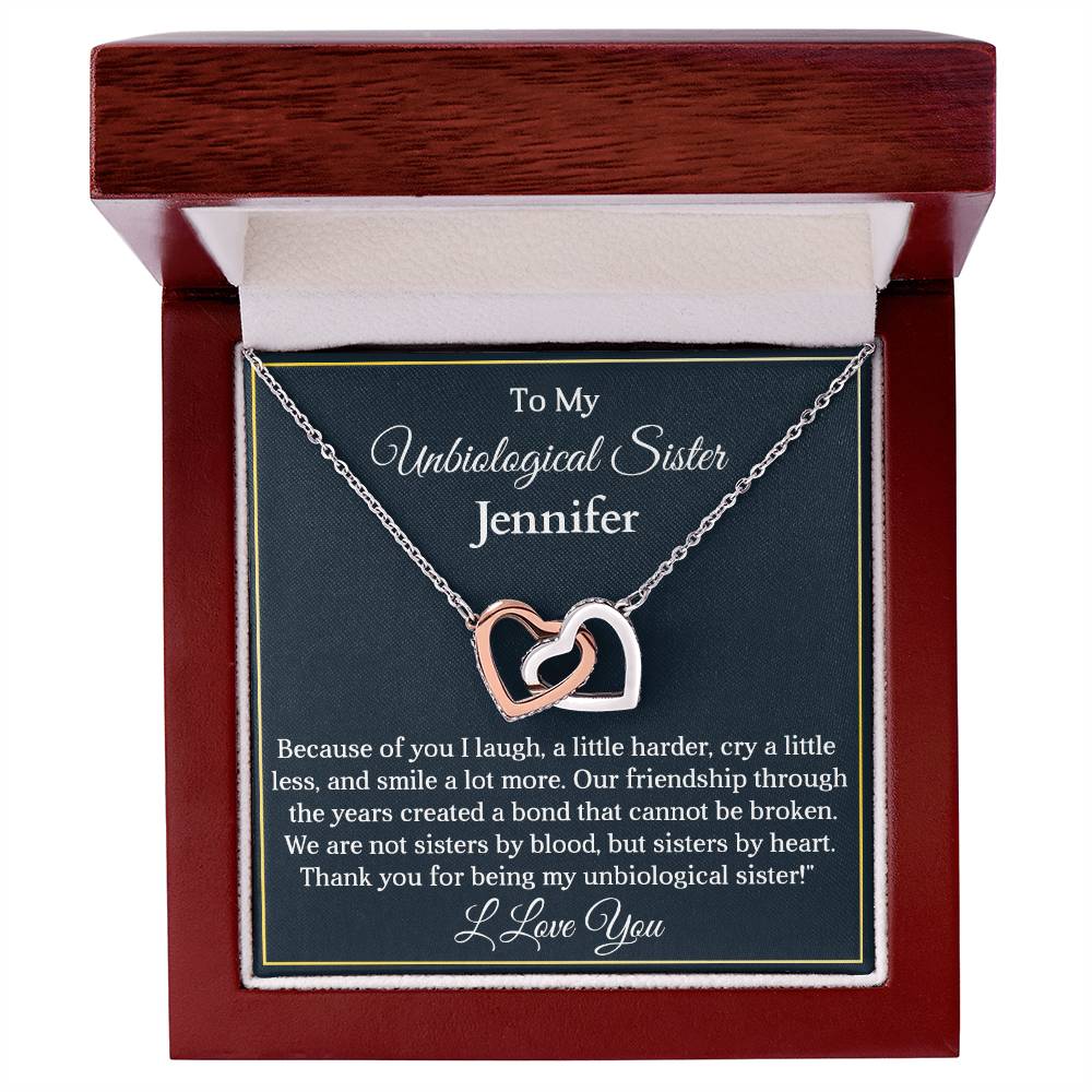 To My Unbiological Sister | Created a Bond | Interlocking Hearts Necklace