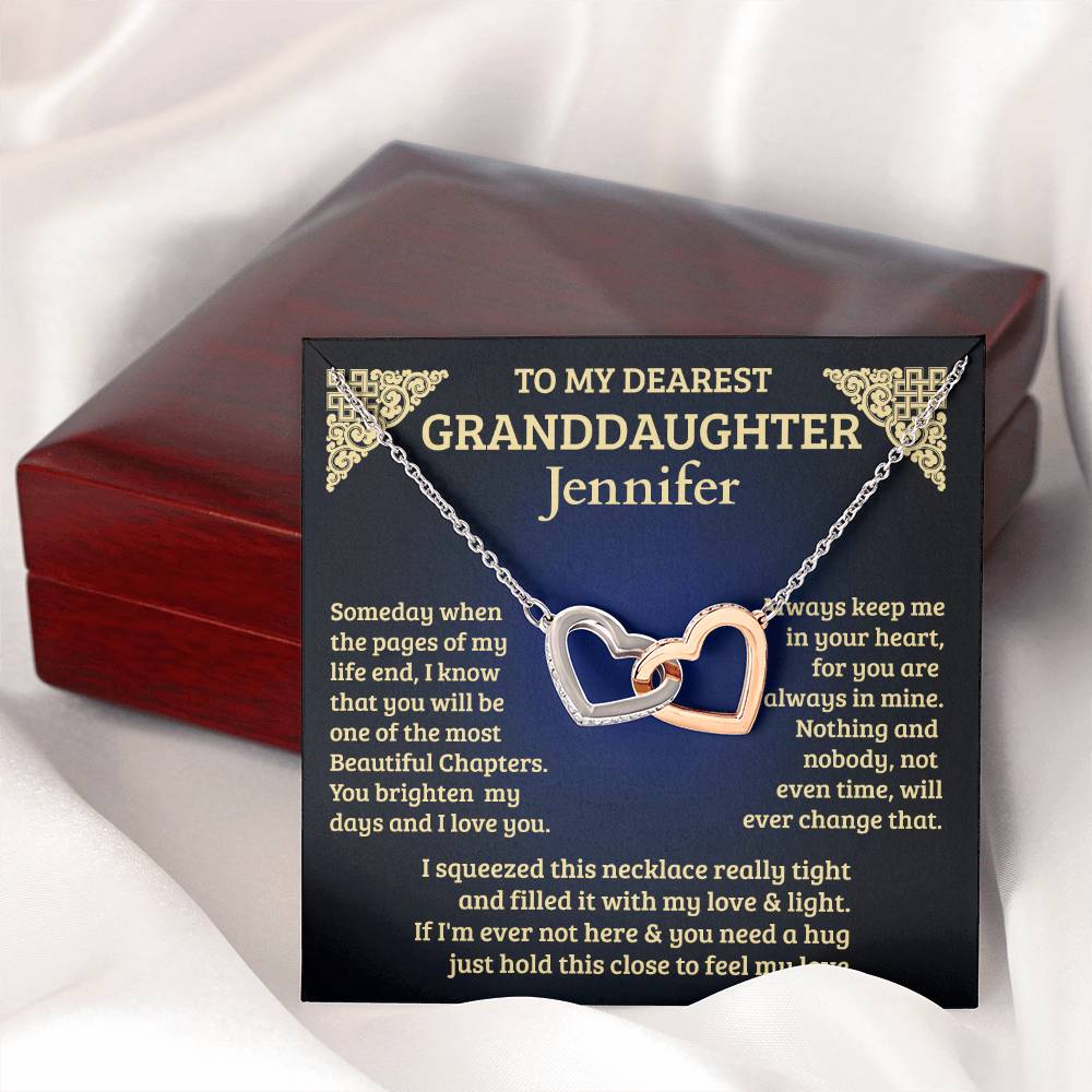 To My Granddaughter - Personalised Interlocking Hearts Necklace - Beautiful Chapters