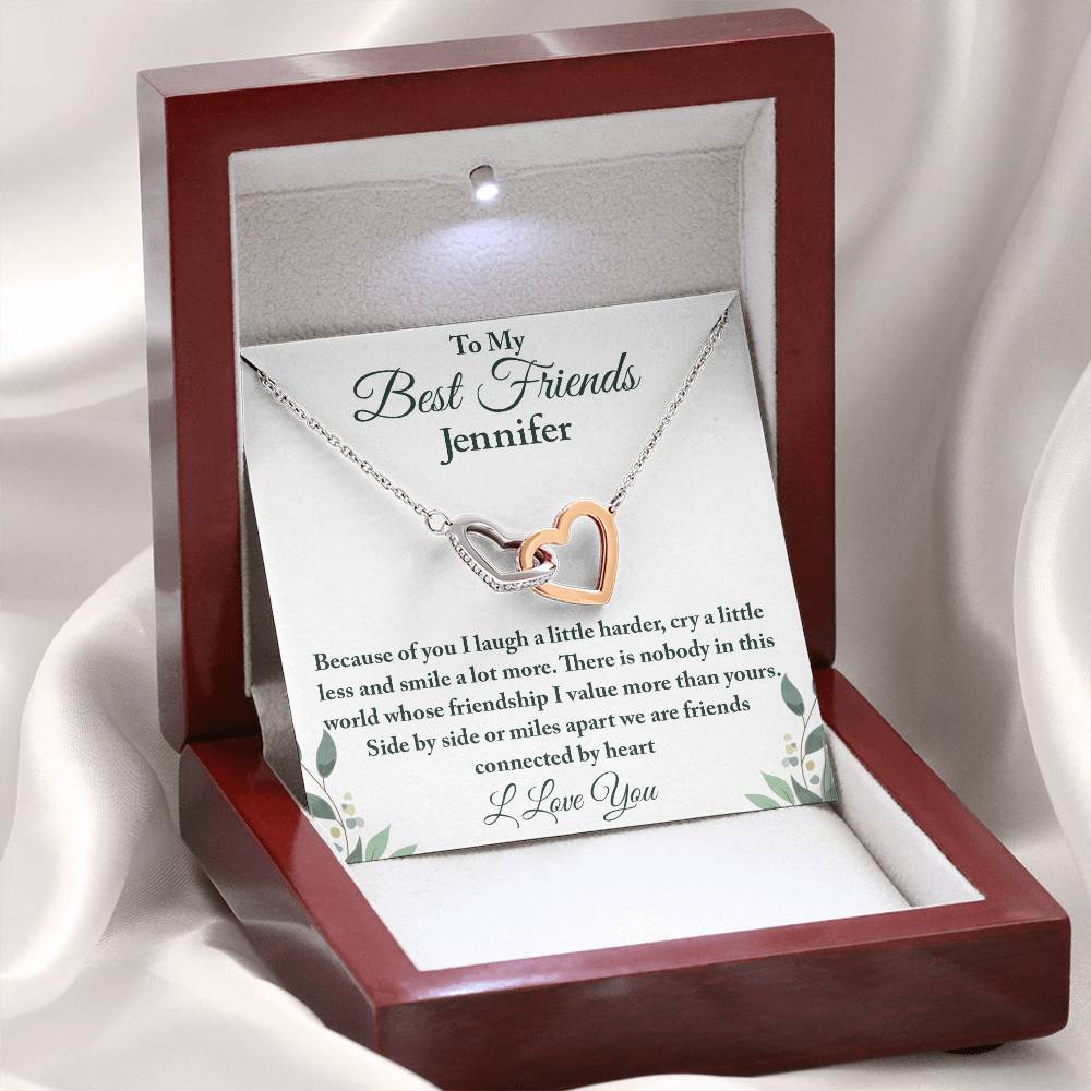 To My Best Friend | Connected By Heart | Interlocking Hearts Necklace