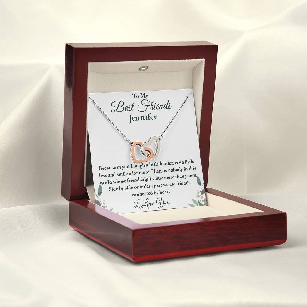 To My Best Friend | Connected By Heart | Interlocking Hearts Necklace