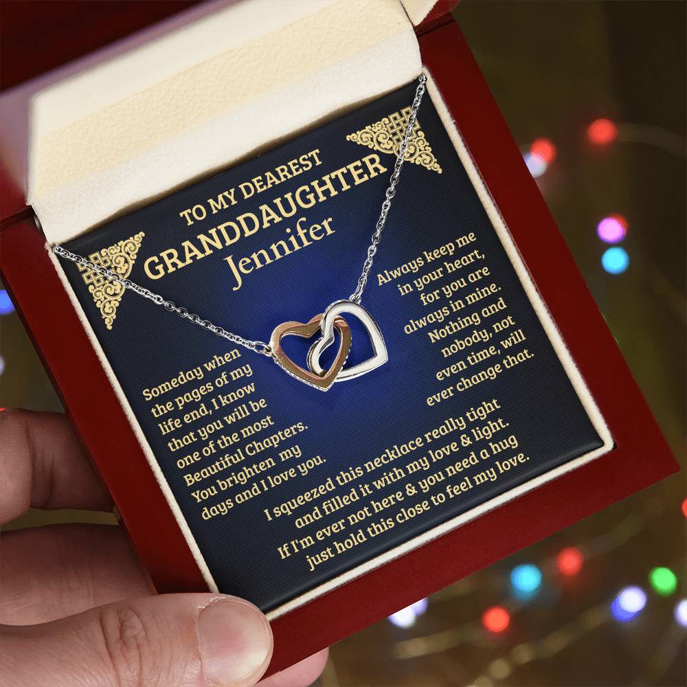 To My Granddaughter - Personalised Interlocking Hearts Necklace - Beautiful Chapters
