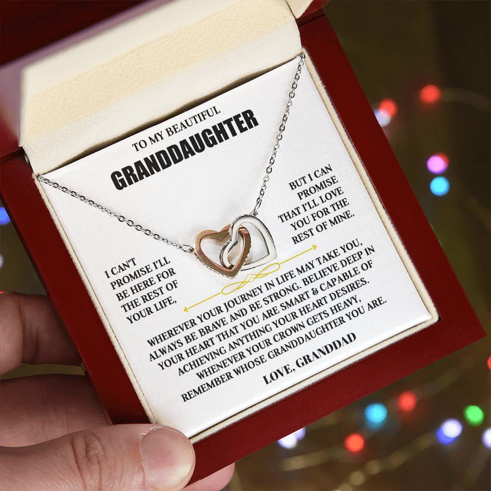 To My Granddaughter | Brave & Strong | Interlocking Hearts Necklace Gift