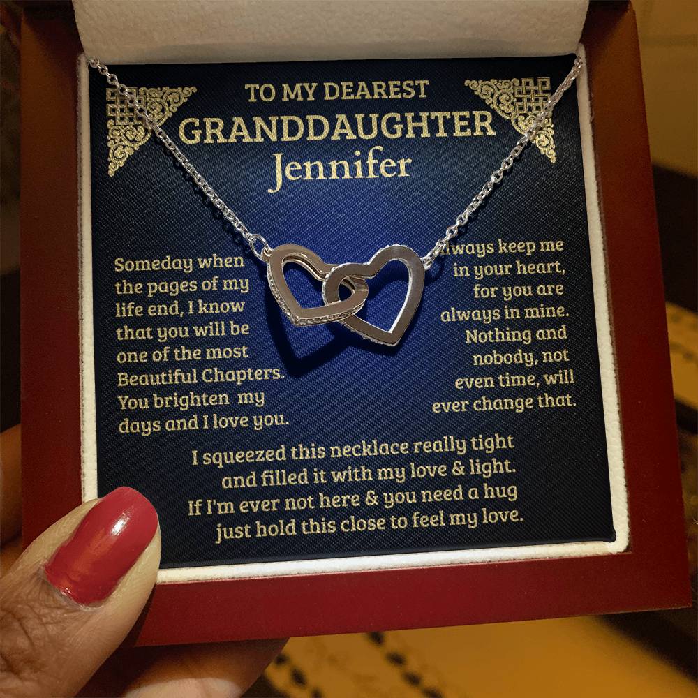 To My Granddaughter - Personalised Interlocking Hearts Necklace - Beautiful Chapters