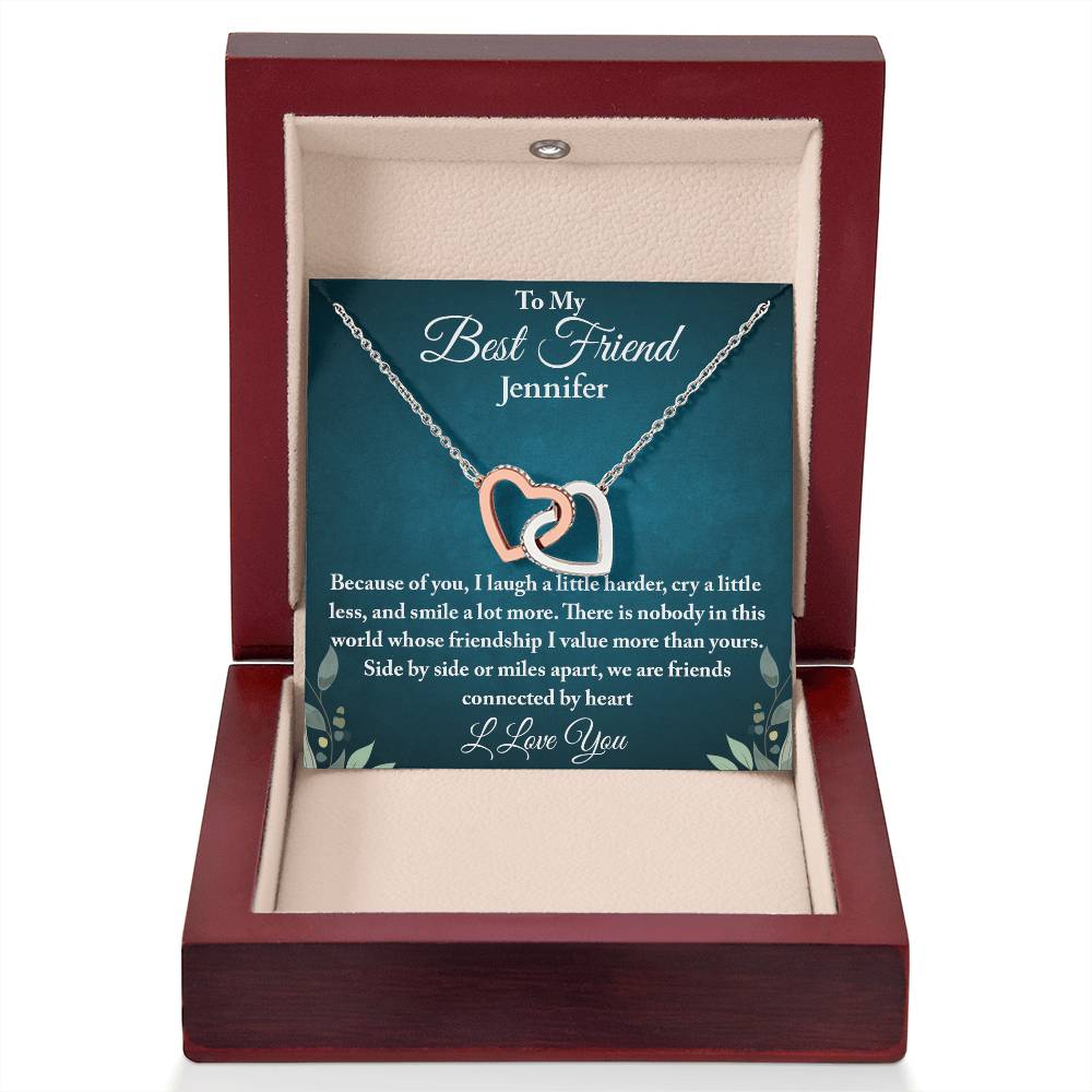 To My Best Friend | Connected By Heart | Interlocking Hearts Necklace
