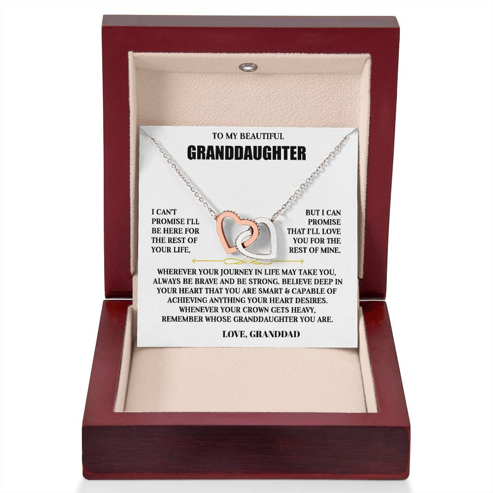 To My Granddaughter | Brave & Strong | Interlocking Hearts Necklace Gift