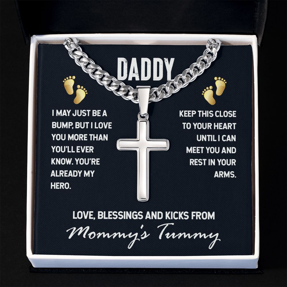 Daddy To Be | Cuban Chain with Artisan Cross Necklace | Bump
