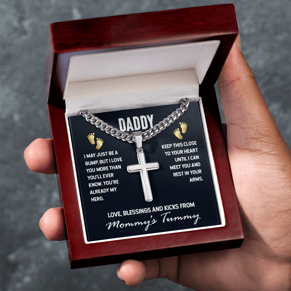Daddy To Be | Cuban Chain with Artisan Cross Necklace | Bump