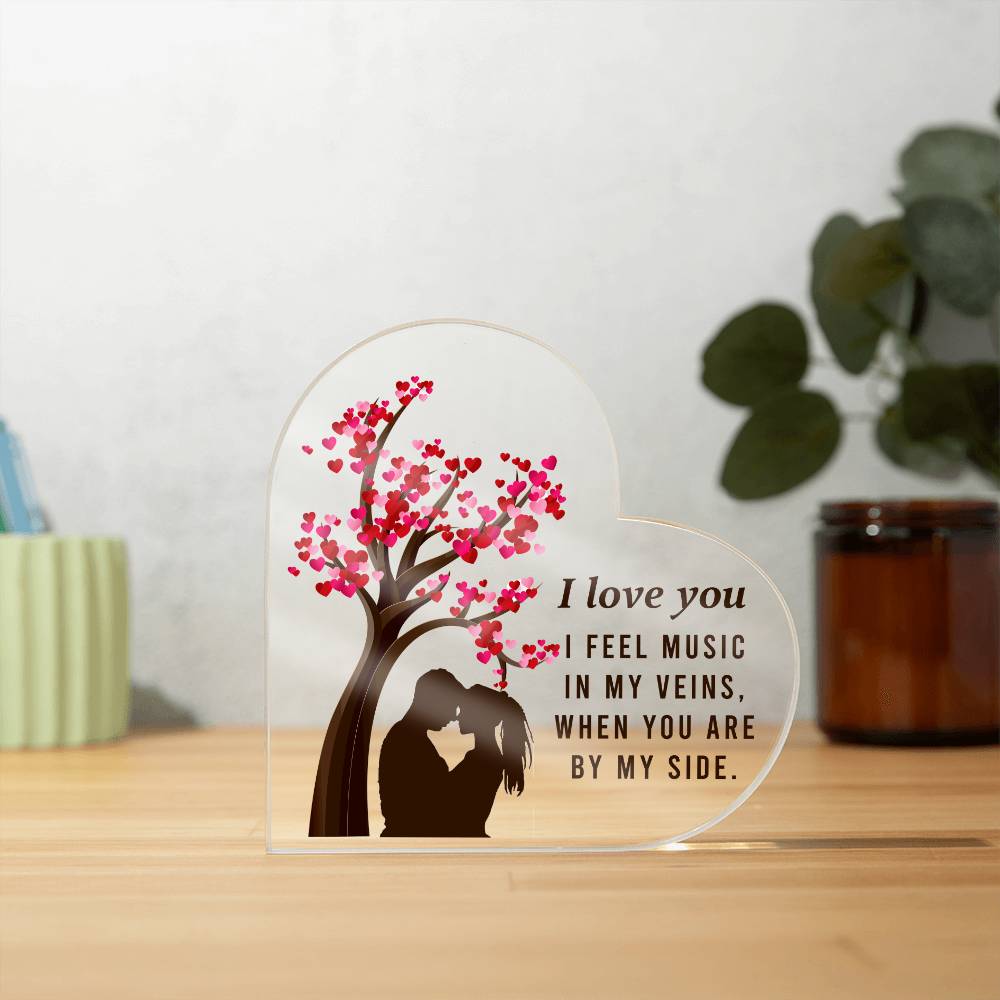 To My Soulmate | Music in my veins | Printed Heart Shaped Acrylic Plaque
