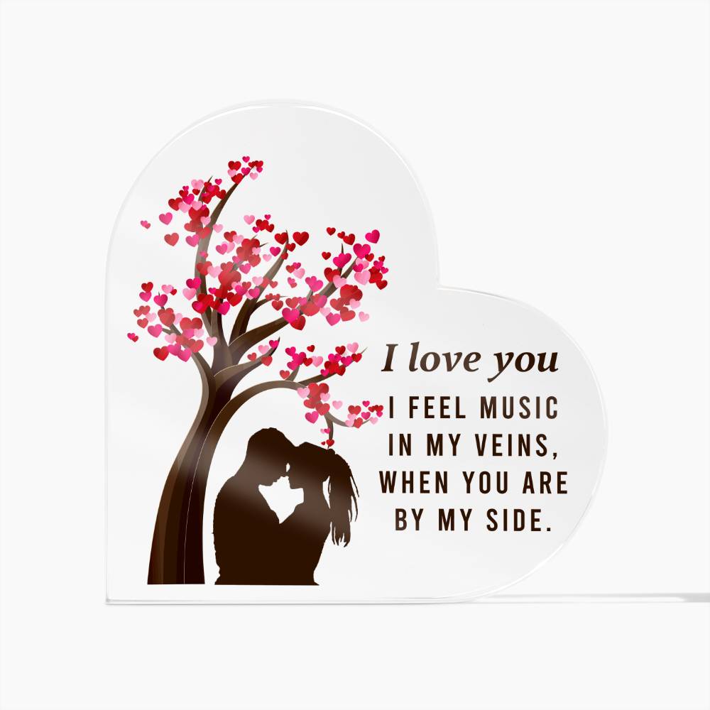 To My Soulmate | Music in my veins | Printed Heart Shaped Acrylic Plaque