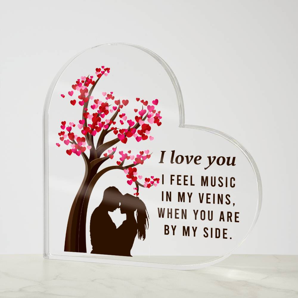 To My Soulmate | Music in my veins | Printed Heart Shaped Acrylic Plaque