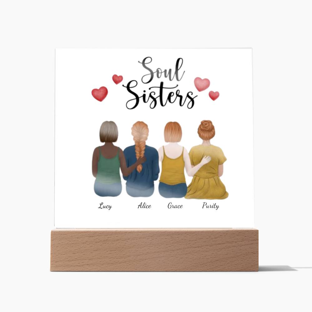 Soul Sisters | Square Acrylic Plaque | Personalized Gifts For Friends