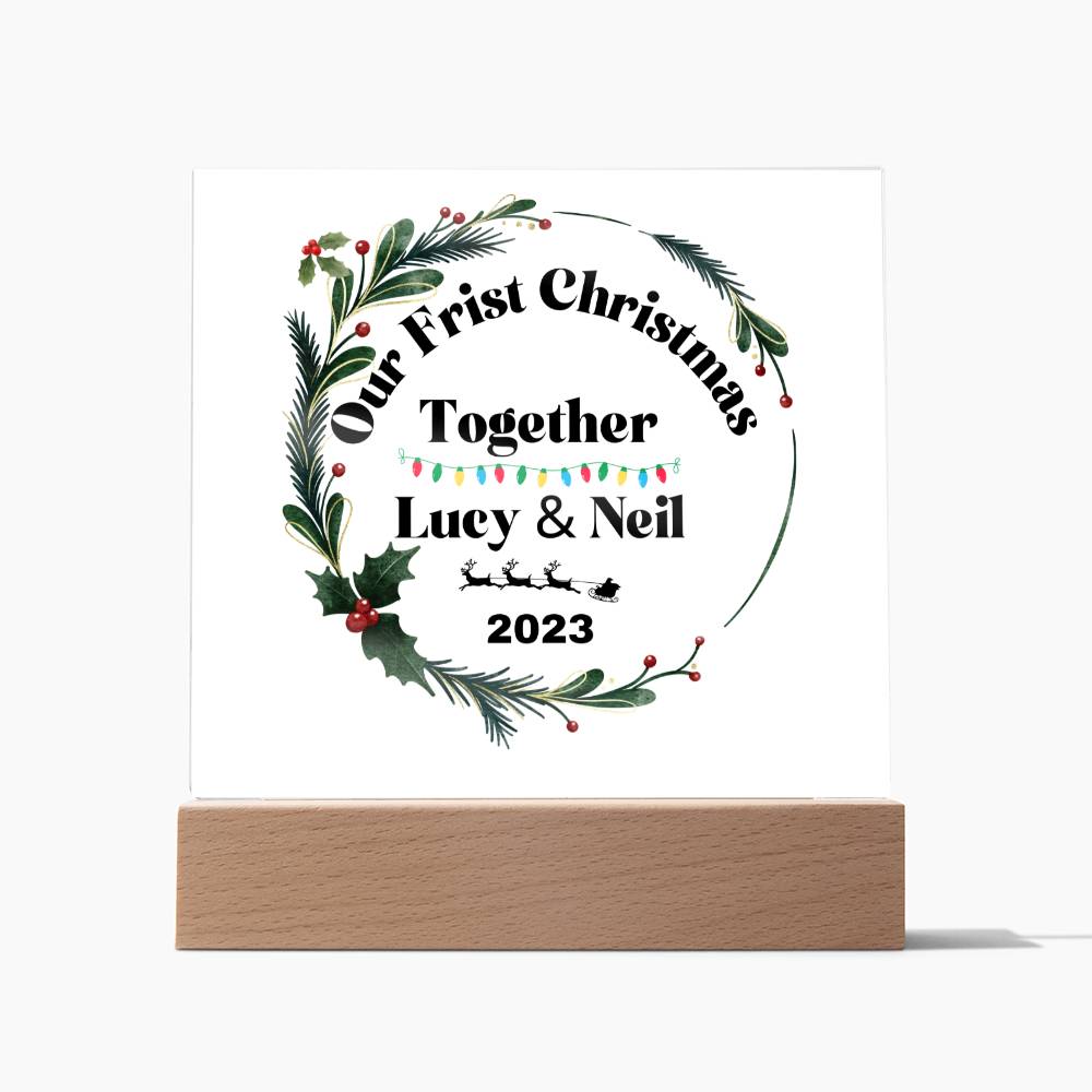 Our First Christmas Together | Personalized Square Acrylic Plaque