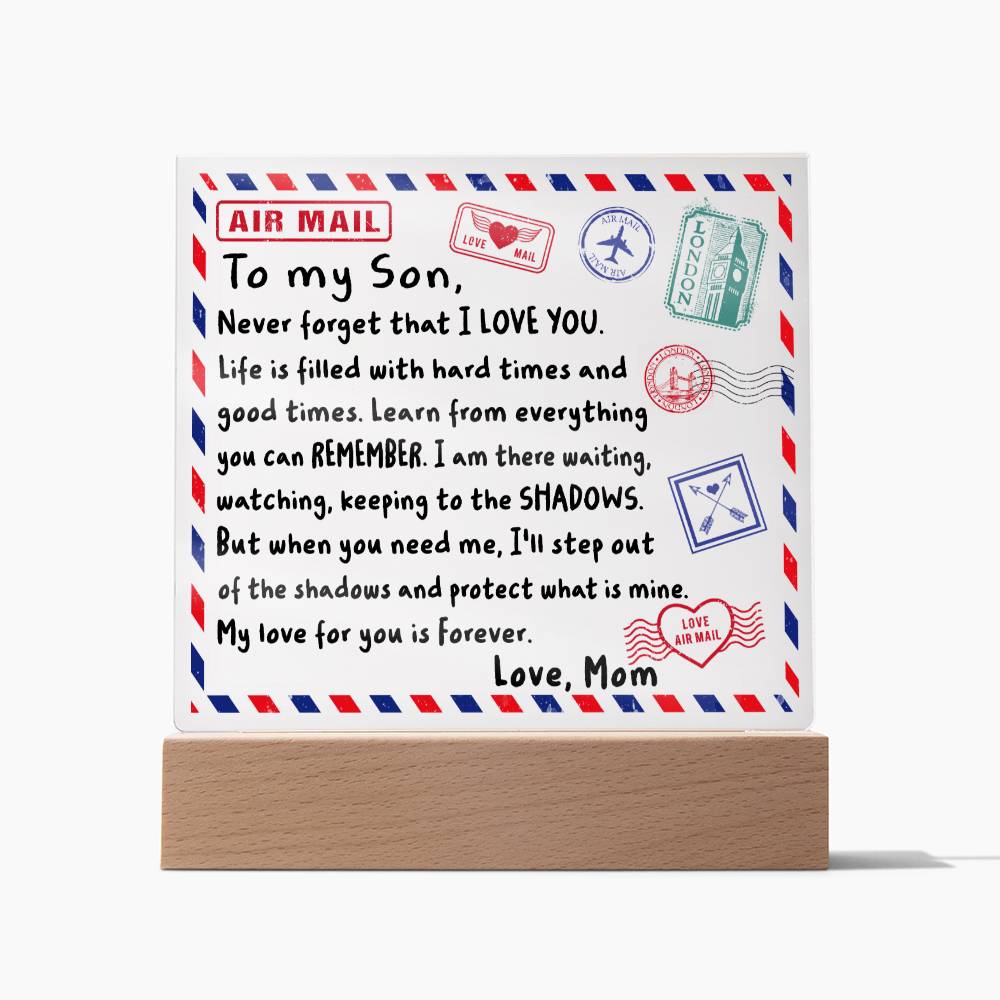 To My Son Envelope | Night Light Square Acrylic
