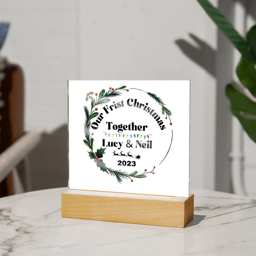 Our First Christmas Together | Personalized Square Acrylic Plaque
