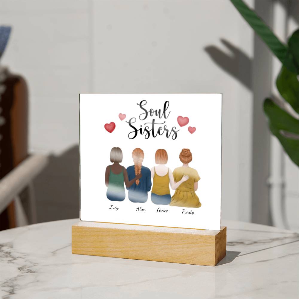 Soul Sisters | Square Acrylic Plaque | Personalized Gifts For Friends