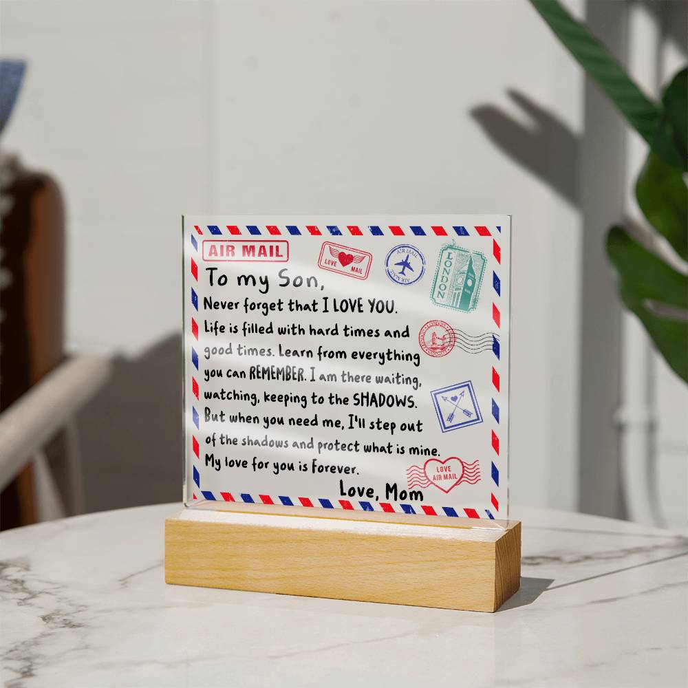 To My Son Envelope | Night Light Square Acrylic