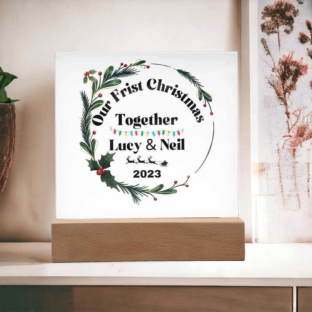 Our First Christmas Together | Personalized Square Acrylic Plaque