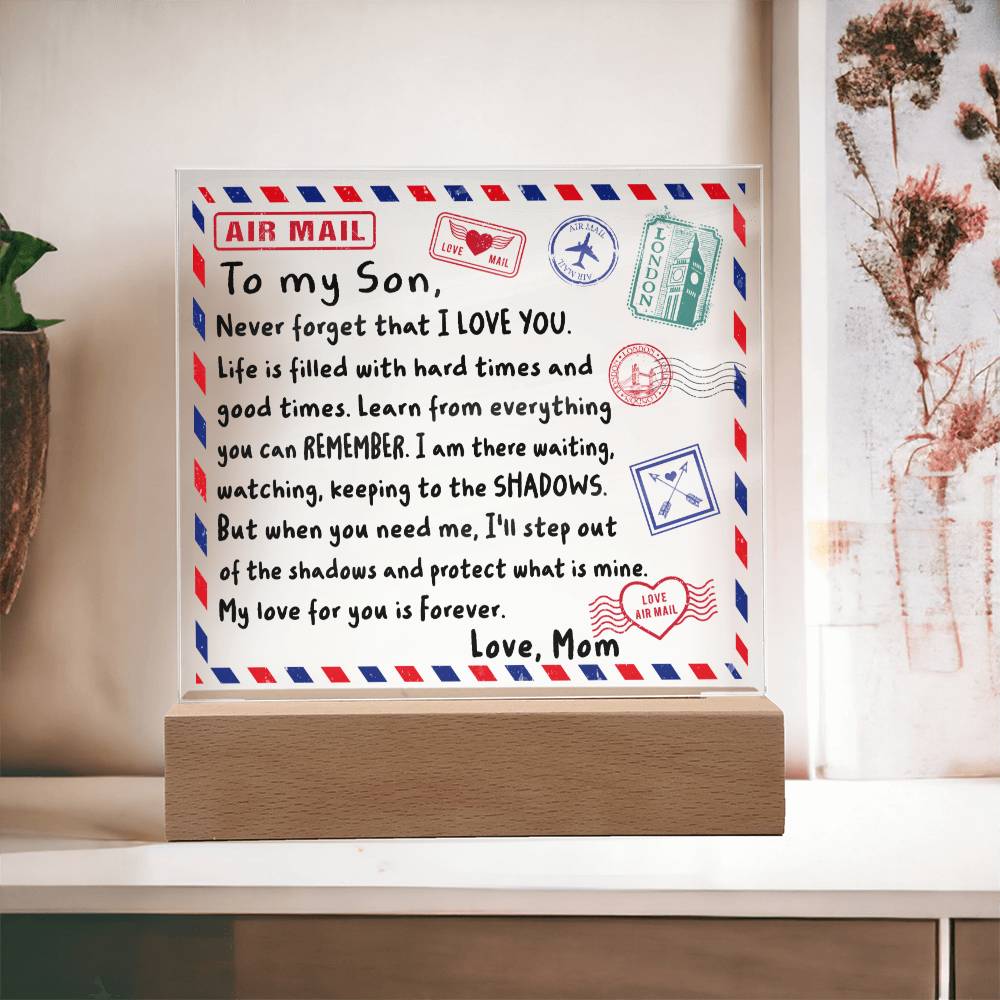 To My Son Envelope | Night Light Square Acrylic