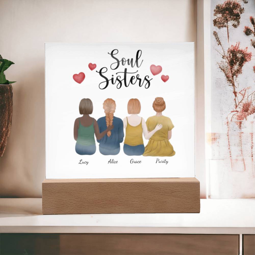 Soul Sisters | Square Acrylic Plaque | Personalized Gifts For Friends
