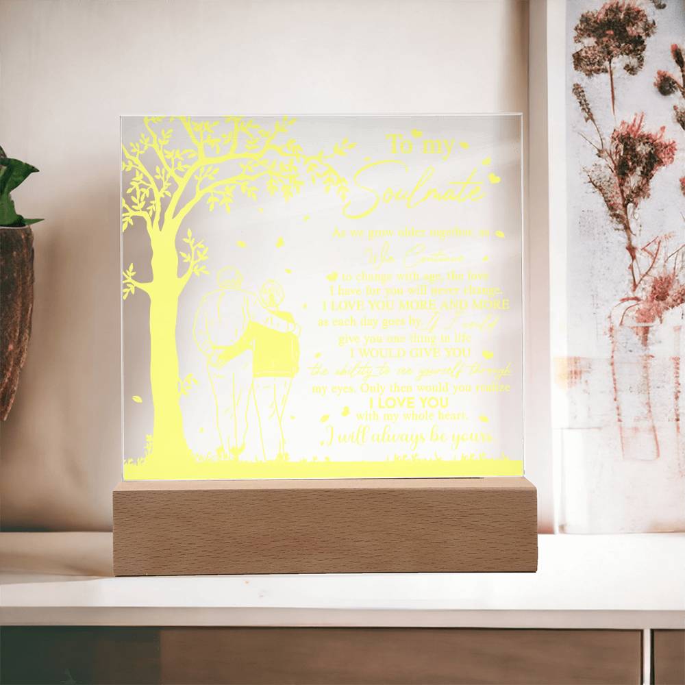 To My Soulmate - Grow Older Together - Night Light Acrylic Square Plaque Gift