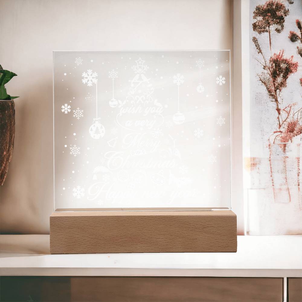 White Christmas Tree | Night Light Square Acrylic