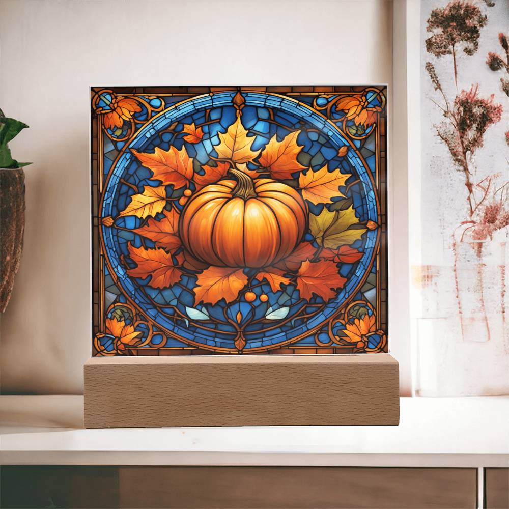 Stained Glass Pumpkin Thankgivings-Night Light Square Acrylic