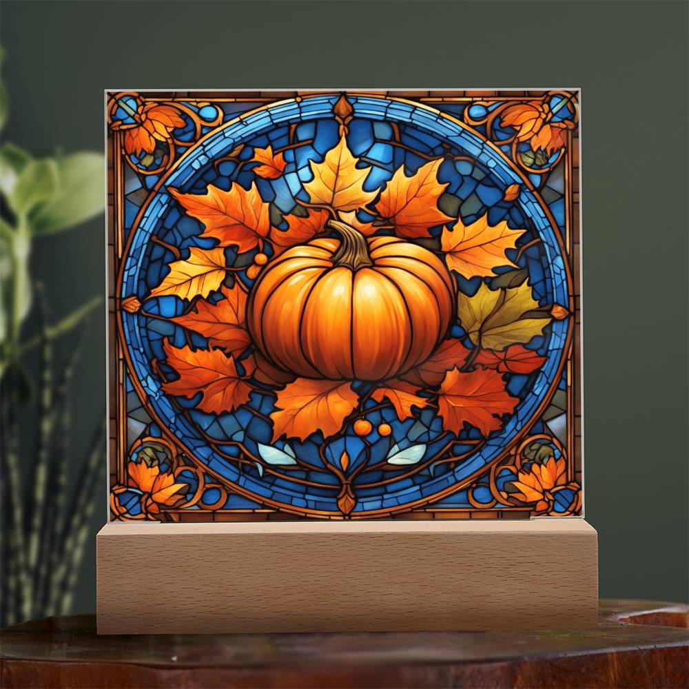 Stained Glass Pumpkin Thankgivings-Night Light Square Acrylic