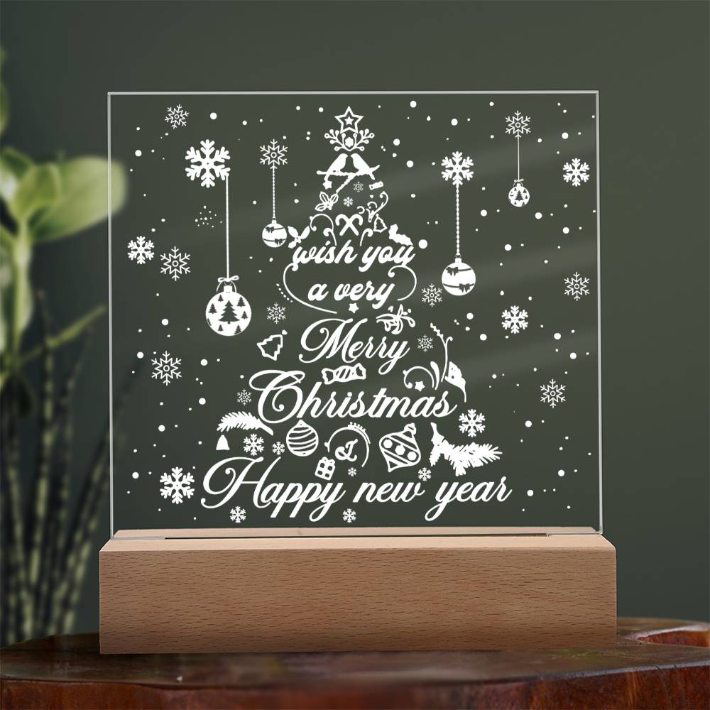 White Christmas Tree | Night Light Square Acrylic