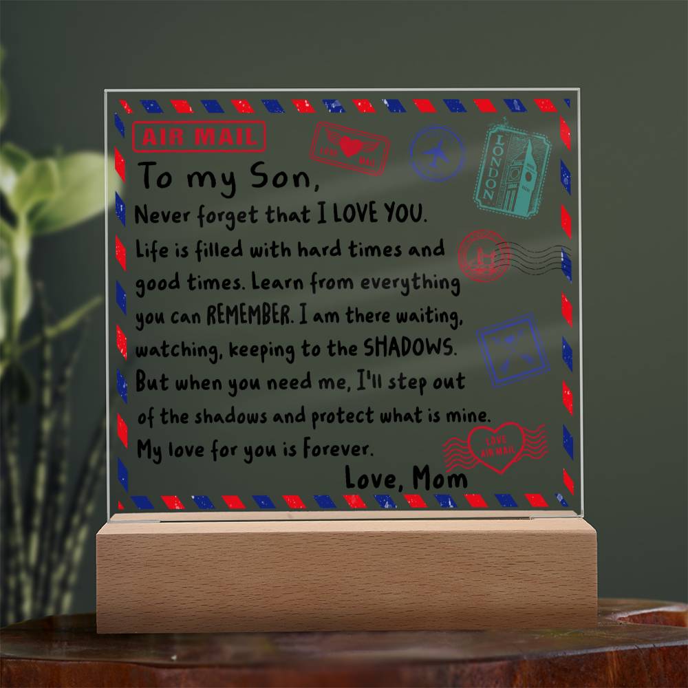 To My Son Envelope | Night Light Square Acrylic