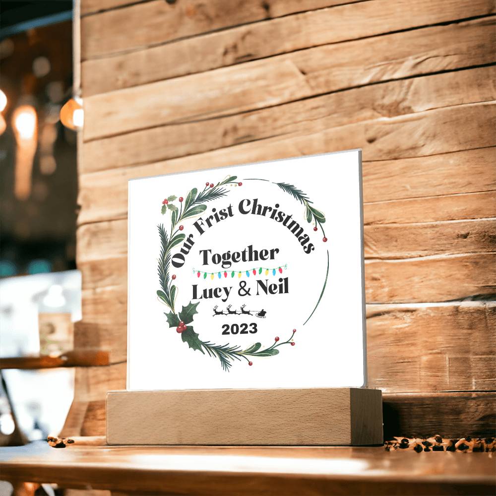 Our First Christmas Together | Personalized Square Acrylic Plaque
