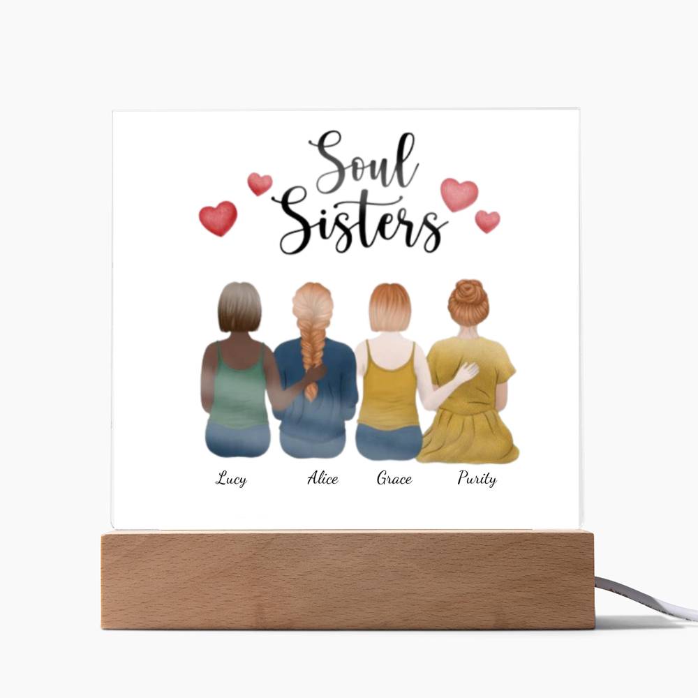 Soul Sisters | Square Acrylic Plaque | Personalized Gifts For Friends