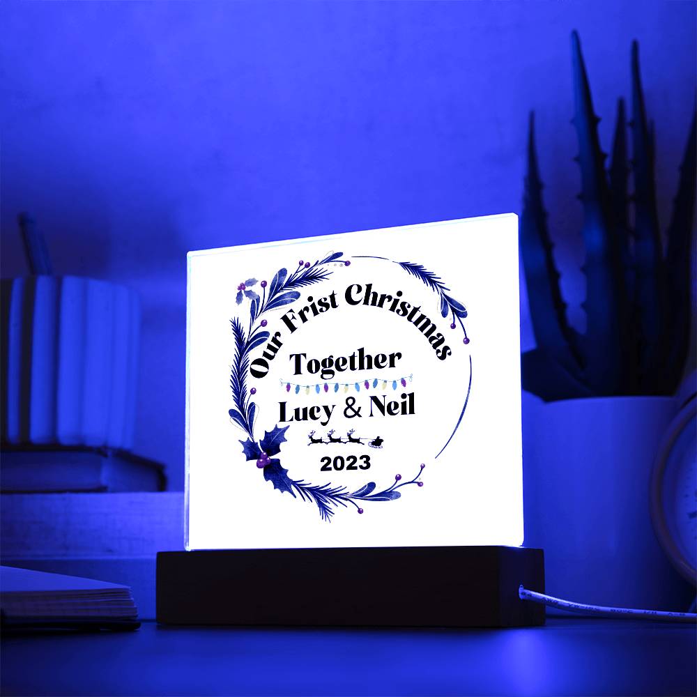 Our First Christmas Together | Personalized Square Acrylic Plaque