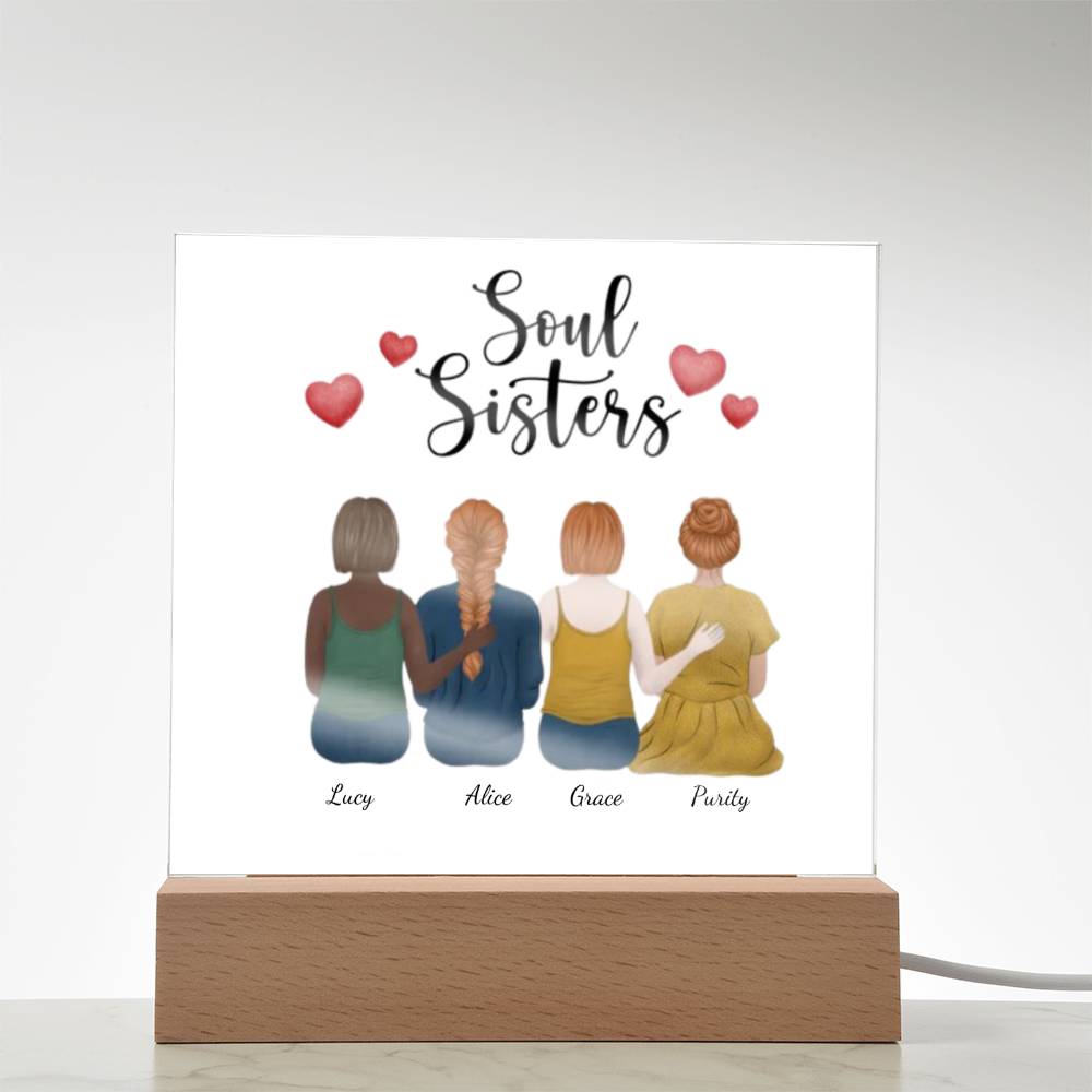 Soul Sisters | Square Acrylic Plaque | Personalized Gifts For Friends