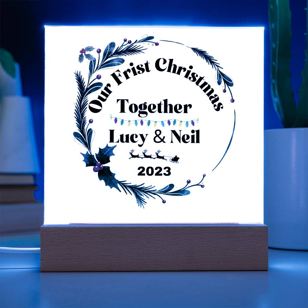 Our First Christmas Together | Personalized Square Acrylic Plaque