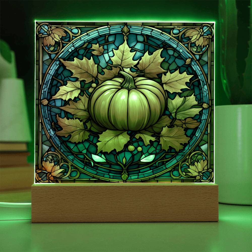 Stained Glass Pumpkin Thankgivings-Night Light Square Acrylic