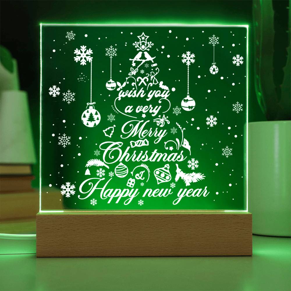 White Christmas Tree | Night Light Square Acrylic