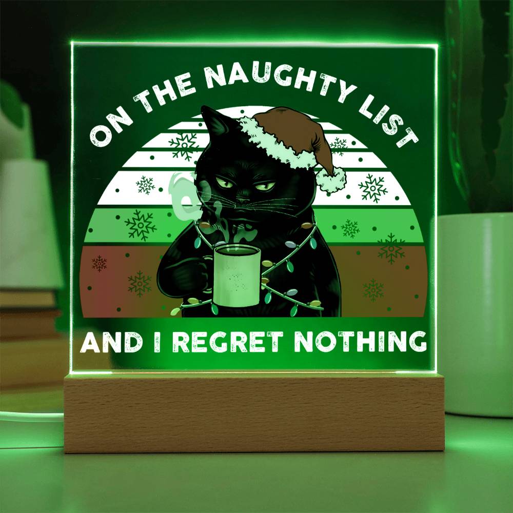 Christmas - Naughty List - Night Light Square Acrylic Plaque