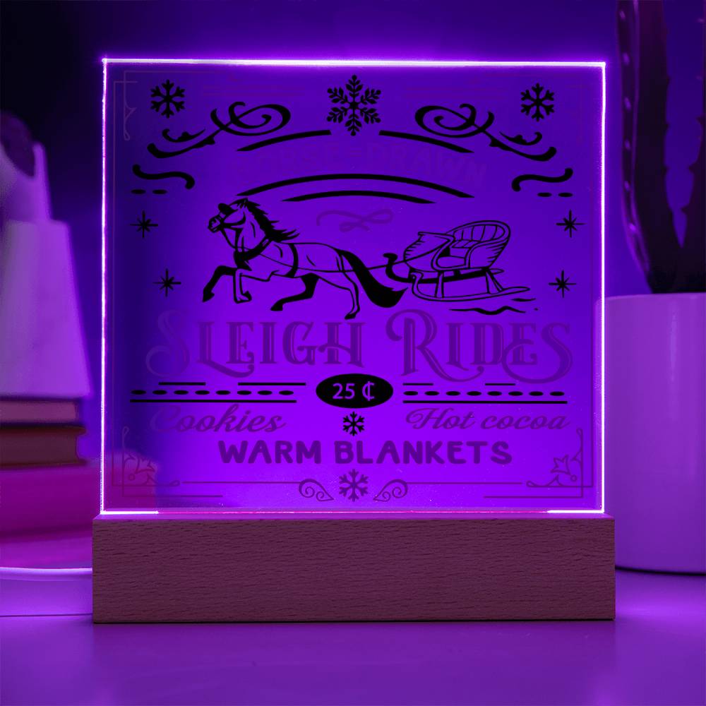 Christmas - Sleigh Rides - Night Light Square Acrylic Plaque