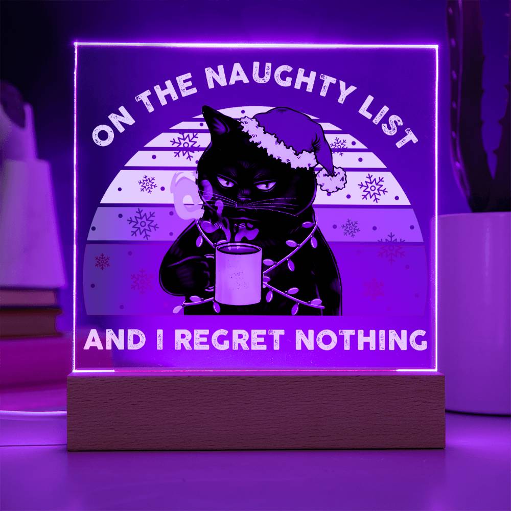 Christmas - Naughty List - Night Light Square Acrylic Plaque